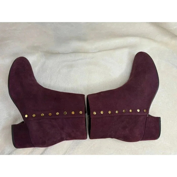 LAUREN RALHP LAUREN Womens Ankle Booties Wine Red Suede Block Heel Sz 7B Read! - Picture 10 of 11
